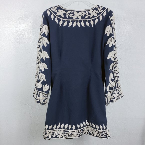 Lucky Brand Women's Blue Floral Embroidered Hook Lined Top Tunic Coat Jacket - Picture 7 of 12